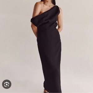 NWT DISSH Cass Linen Asym Midi Dress AU12 US 8